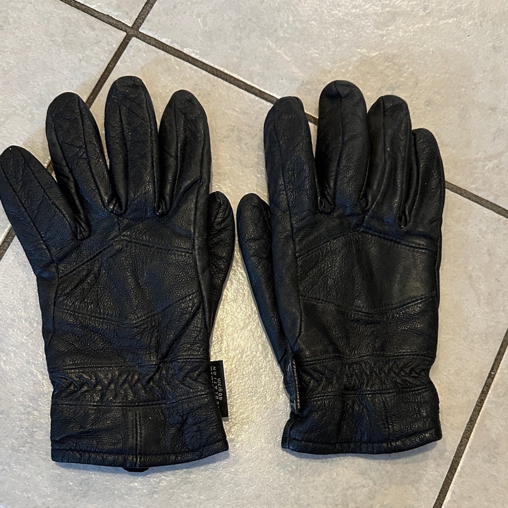 Men's Black Leather Gloves Sz Medium